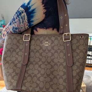 Coach Tan and Brown Signature Tote